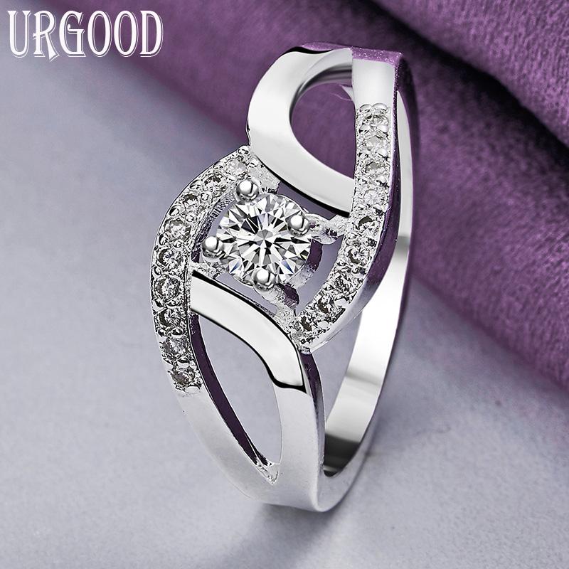 925 Sterling Silver AAA Zircon Ring Gift Charm Jewelry