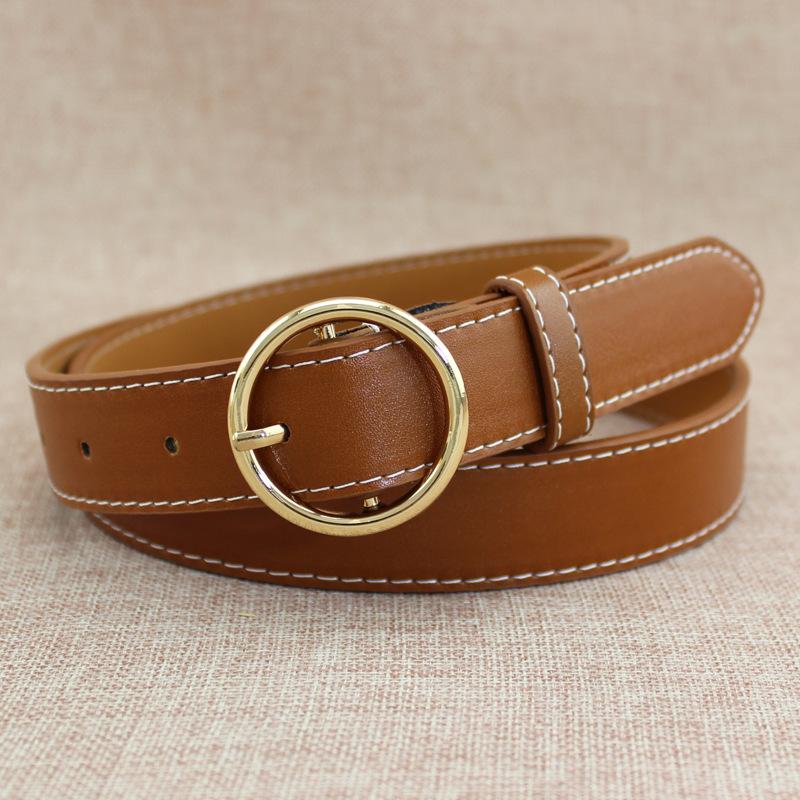 

Женский декоративный ретро-ремень в стиле BF, студенческий простой круглый ремень с дневной пряжкой, широкий ремень для брюк верблюд