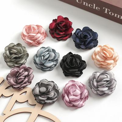 5/10Pcs Artificial Flowers 3.5cm Handmade Burned Edge Camellia Flowers For DIY Sewing Crafts Clothing Accessories Wedding Decors