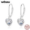 WOSTU 2019 Neuankunft 925 Sterling Silber Durchbrochene Herz-Hängeohrringe Für Damen Hochzeit Luxusohrringe Schmuck Geschenke CQE746