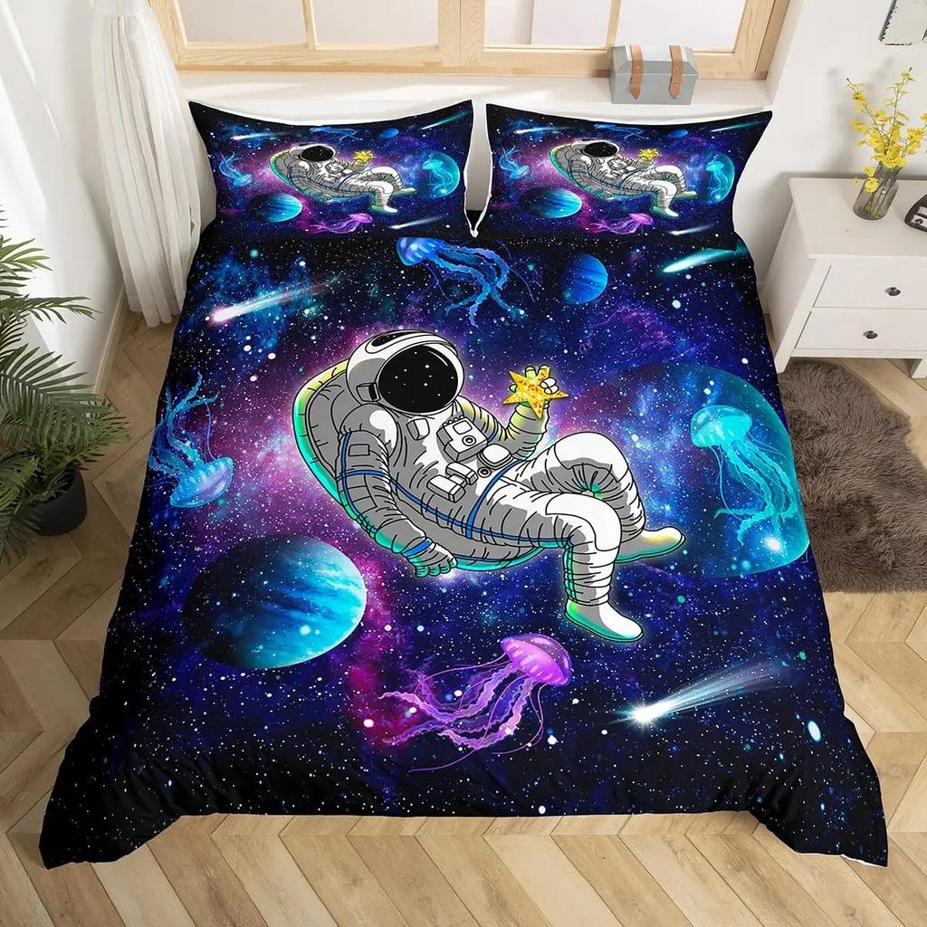Comforter 2 S Astronaut Queen Size Outer Space Bedding Set 3Pcs For Kids Girls Adultscomforter Soft With