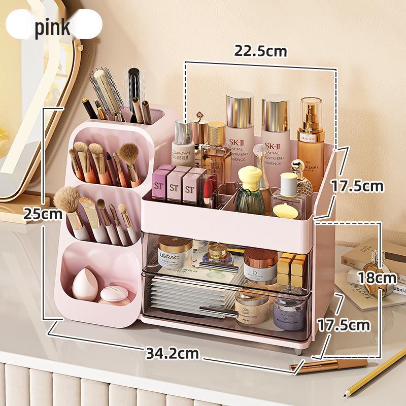 Rotating Makeup Storage Tube: Dustproof Vanity Organizer with Lid for Lipstick, Eyeshadow Brushes & Eyebrow Pencils