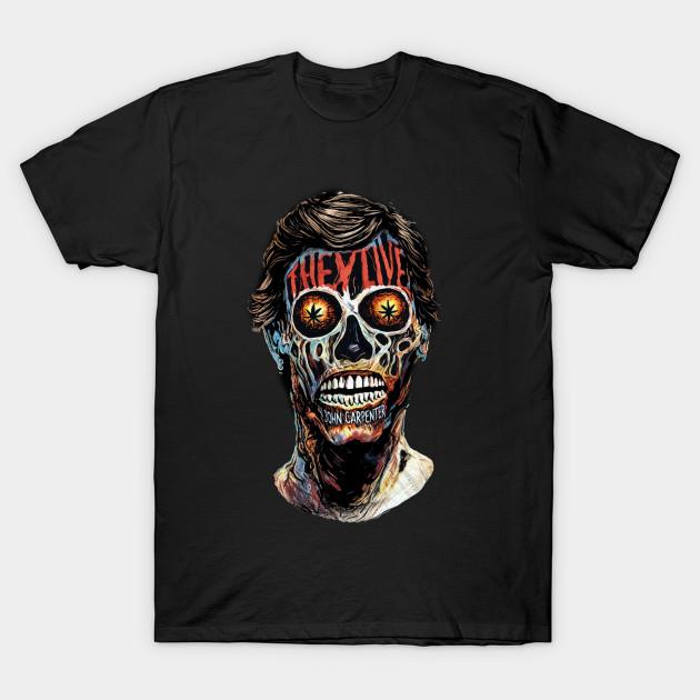 Men Black Print T-shirt They Live No-Cut Transfer Paper Print Cotton Tshirt 4XL чёрный