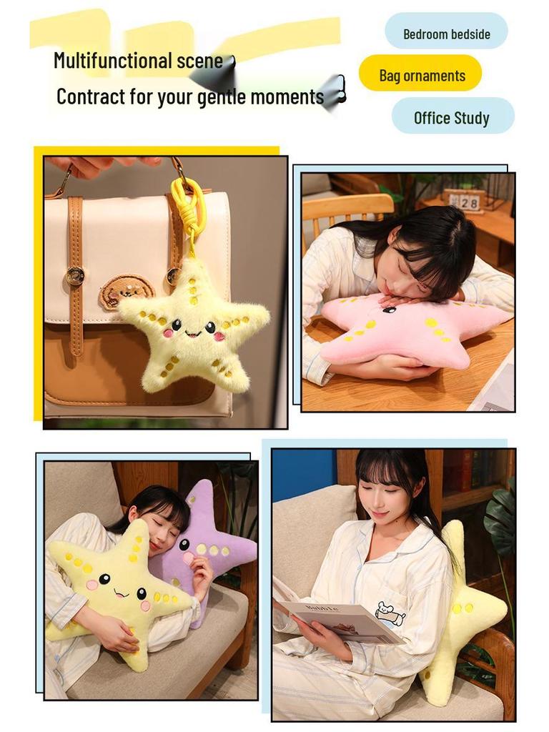 Kolorowa pluszowa lalka-poduszka w kształcie rozgwiazdy – wisiorek z pięcioramienną gwiazdą i rekwizyt do zdjęć