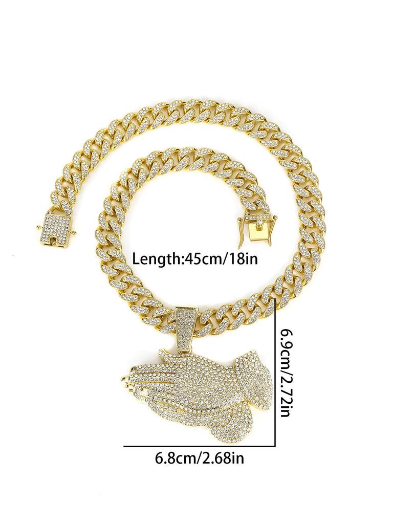 Men's Hip Hop Full Diamond Zinc Alloy Pendant Necklace