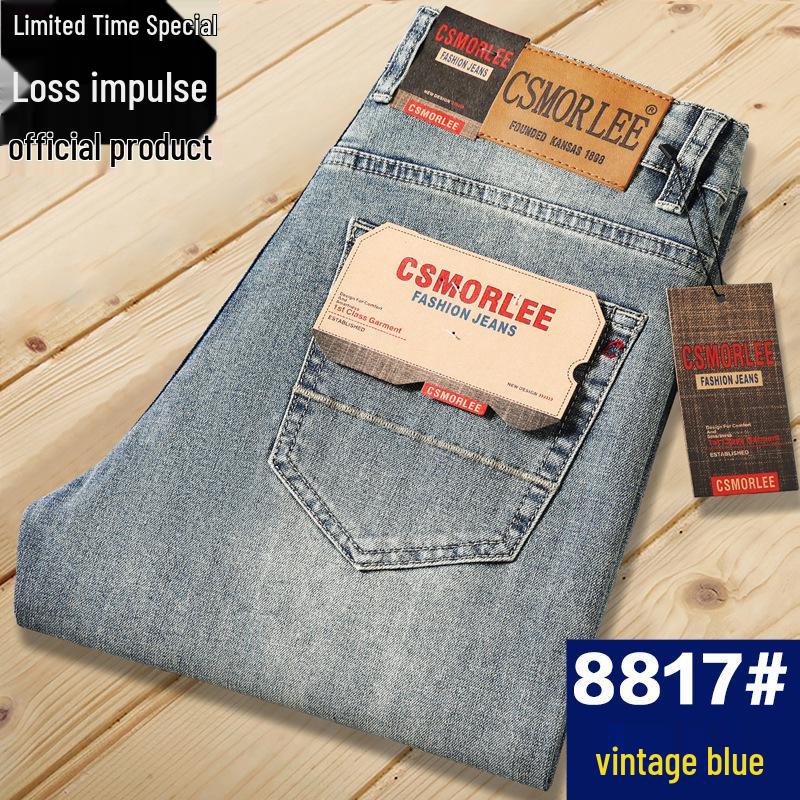 CSMOR LEE Herren Retro Stretch Straight-Leg Jeans - Herbst Locker Geschnittene Vielseitige Hose