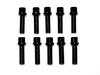 10 Spherical 14R M14 P1.25 Black Color Wheel Bolts Under Neck 1.1 Inches (28