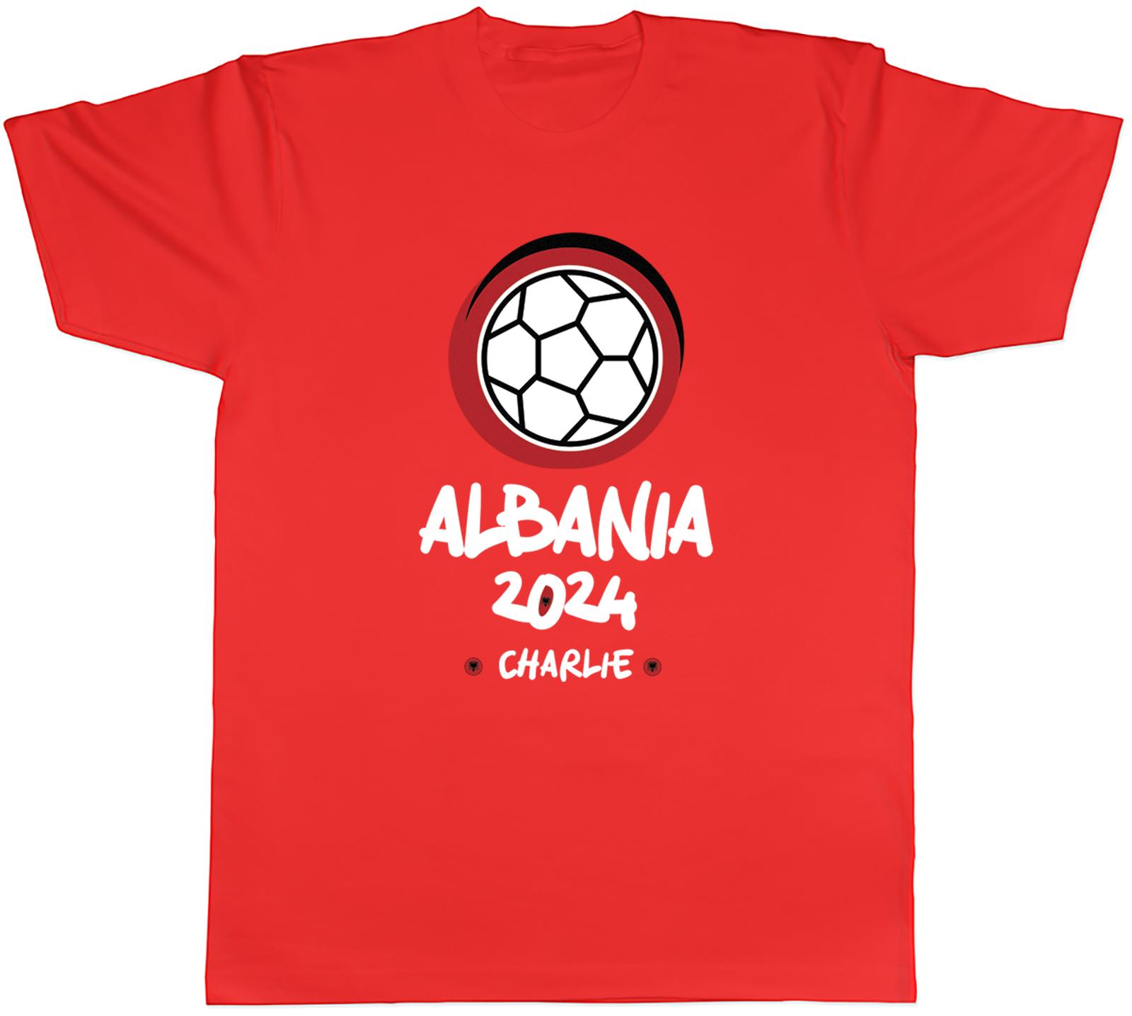 Personalised Albania 2024 Mens TShirt Football Soccer Supporter Fan Tee Gift S