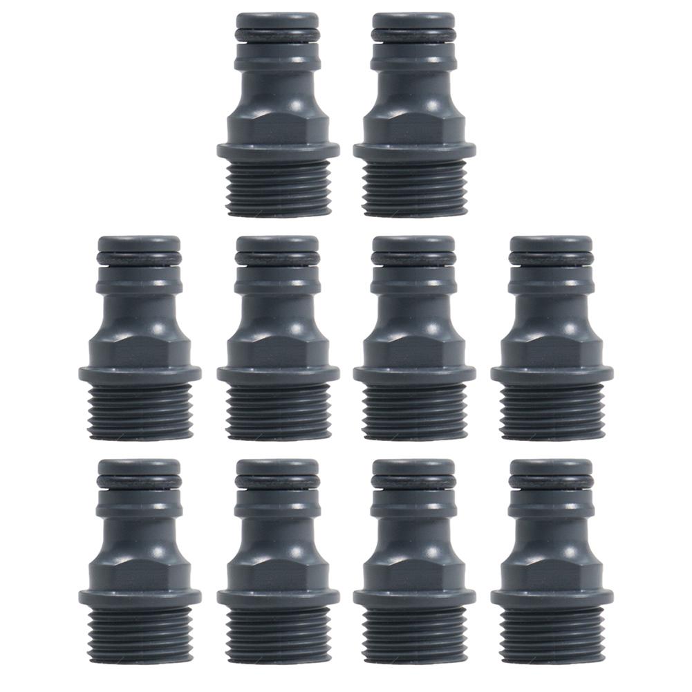 New Practical Garden Hose Pipe Garden Irrigation Water Adapter Quick Connector 1/2 Inch Male Threa 10Pcs ABS Black