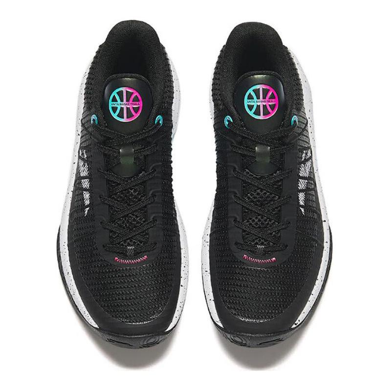 Anta Men KT8 Professional Basketball Shoes Black White Cyan 112431603Q-5