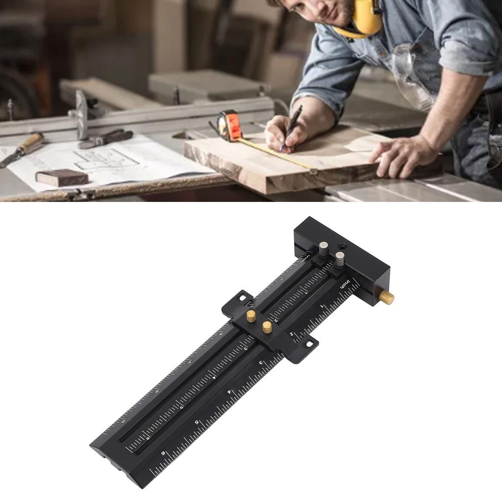 6in Woodworking Scriber with Limit Block Parallel Vertical Marking Easy to Read Double Line Marking Ruler