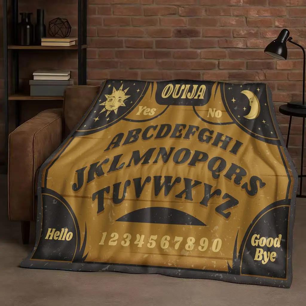 3D Retro Witch Spirit Ouija Board Flannel Blanket,Ultra Soft Warm Plush Throw for Home Bedroom Bed Sofa Cover Kids Gift Picnic