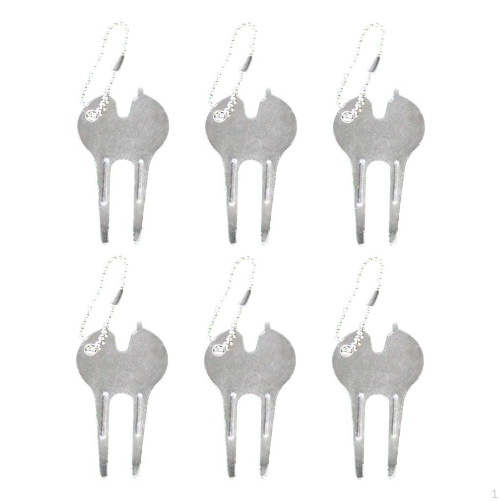 6pcs Golf Divot Repair Tool Putting Green Fork Zinc Alloy Multipurpose Pitch Mark for