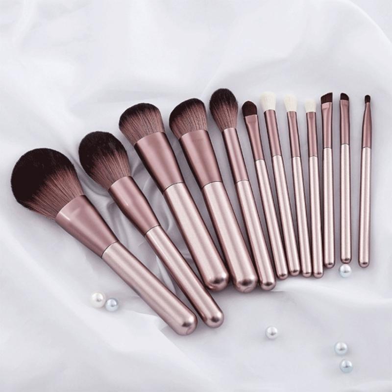 12 Pcs Cosmetic Brush Set with Storage Bag Makeup Brush Set Eye Shadow Brush Basic Essentials Brush Set Concealer Brush