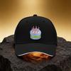Birthday Cake Blue-Green Rainbow Candle Hat Unisex Printed Baseball Cap Sandwich Duckbill Cap Sports Hat Suitable for Daily Comm