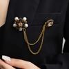 Vintage Flower Pearl Corsage, Premium Chain Tassel Snowflake Bust Geometric Diamond Set Suit Accessories