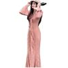 Spring & Autumn Sexy V-Neck Lace Dress - Solid Color, Slim-Fit, Hip-Hugging, Mid-Length Skirt for Women, Exudes Elegant Temperament.