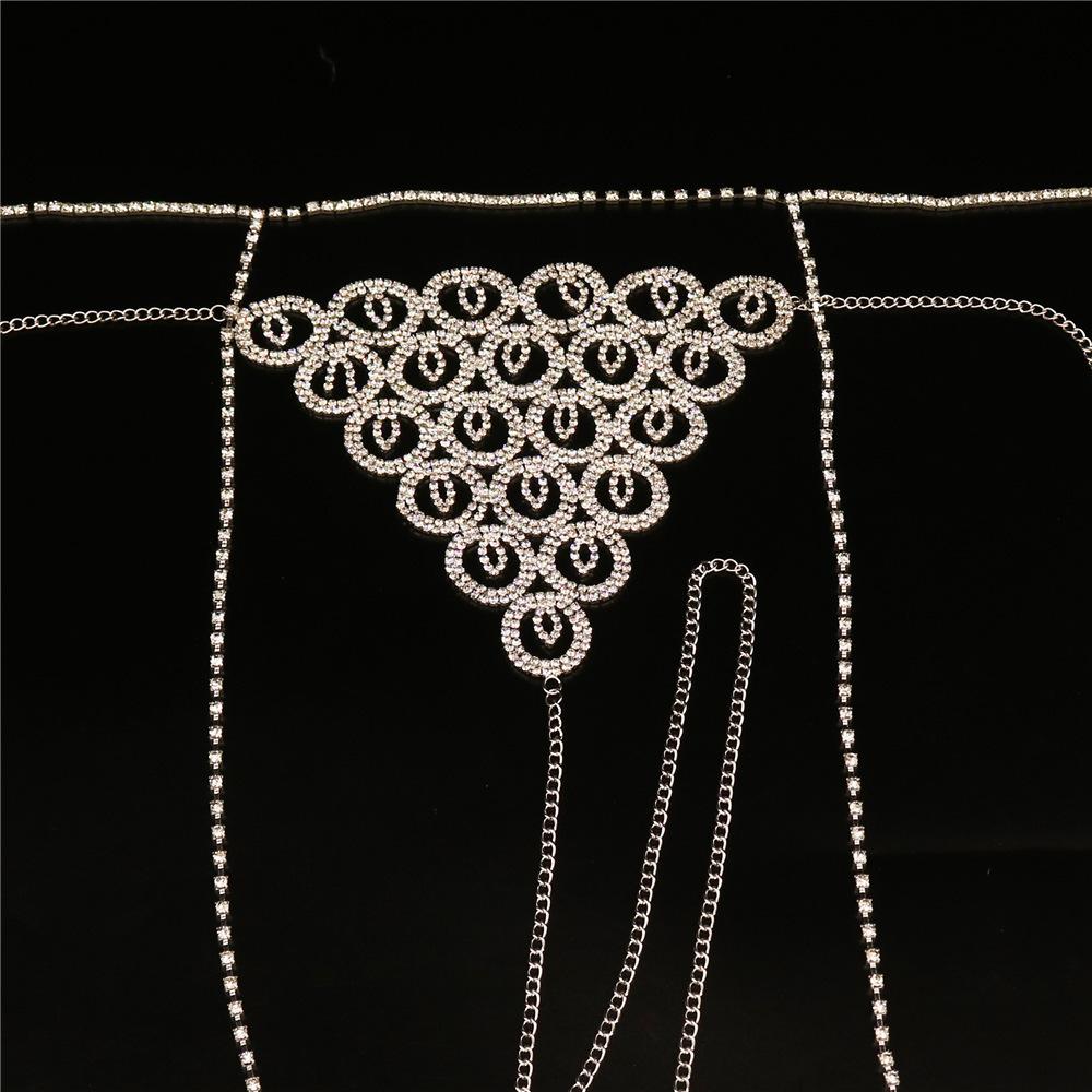 Sexy Body Chain Diamond Round Thong Waist Chain Luxury Rhinestone Bikini Panty Set Body Chain