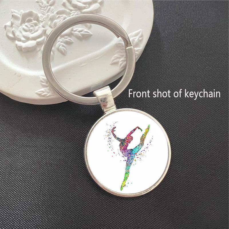 Rhythmic Gymnastics Time Gem Keychain Pendant - Alloy Keyring Ornament Gift