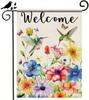 Spring Welcome Garden Ag 12 X 18 Inch Double Sided Hummingbird Spring Owers Yard Ag Sparrow Bird Seasonal Yard Holiday SSL