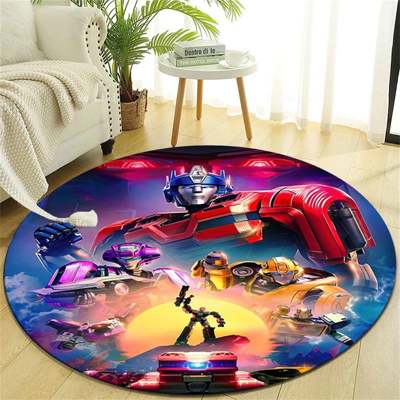 1pc Transformers1 Design Printed Area Round Carpet for Bedroom Living Room Home Decor Rugs Mat Non Slip Mat Rug for Bedside