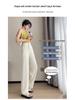 Women's 2026 High-Waisted Ice Silk Pants - Summer Narrow Wide-Leg Design