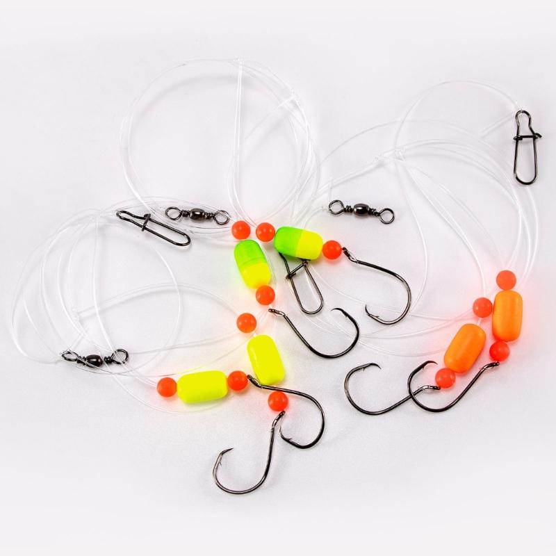 3pack Saltwater Ready Fishing Leader High Strength Anti Corrosions Nylons with Multiple Hook Size