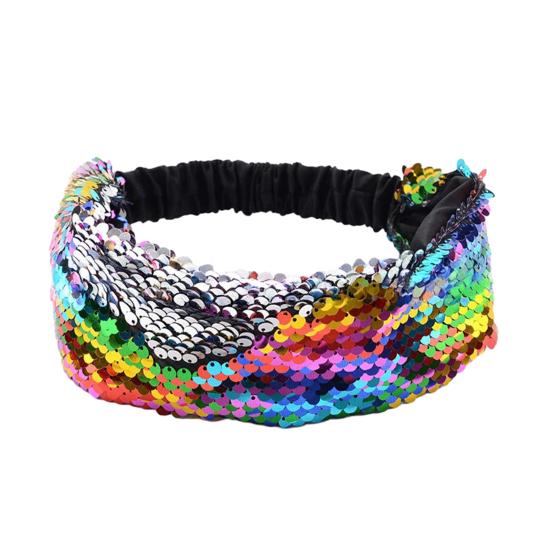 Women Headband Reversible Shiny Sequins Headband Elastic Hair Fixing Decoration Decorative Hair Accessories