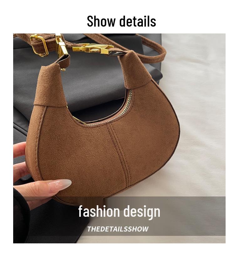 Nischenmode Textur Halbmondtasche - Herbst/Winter 2025 Trend: Einfache stilvolle Handtasche & lässige Umhängetasche