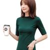 Fashionable Women's Mid-Sleeve, Small High Collar Pure Cotton Slim Fit Shirts