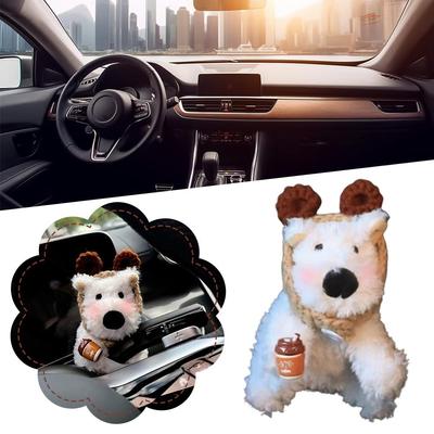 Car Mounted West Highland Accessories Car Gear Shift Decorations, Dog Turn Ornaments Dolls Rearview Signal Mirror Wiper Dol X3M6
