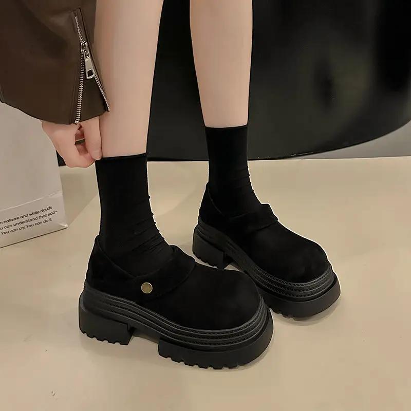 Лоферы Туфли на каблуке Женская обувь Женские туфли на высоком каблуке Круглый носок Платформа Стильный корейский стиль Качество Роскошный бренд Нескользящие 39 35 4773₽