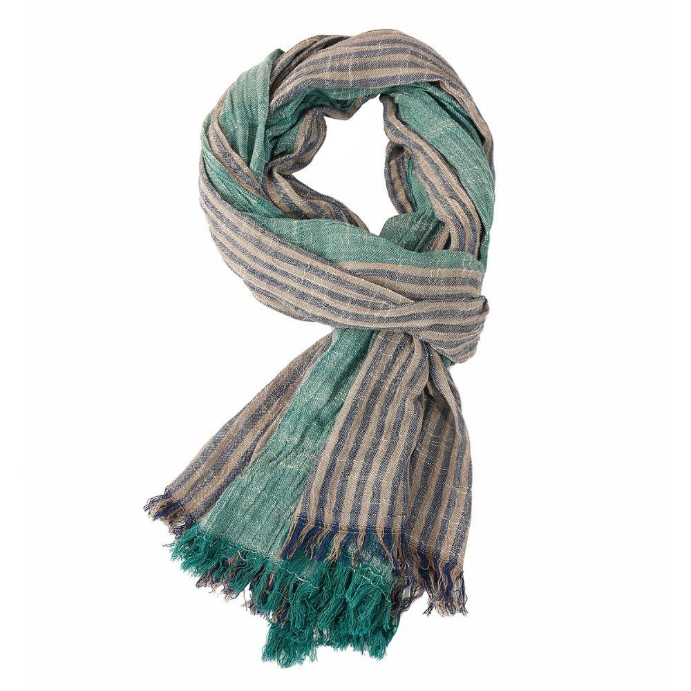 Cotton Linen Yarn-dyed Winter Men's Scarf Striped Neckerchief  Wrap Long Shawl  Autumn Winter Warm