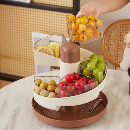 Rotating Spiral Serving Tray Divided Serving Bowls Removable Snack Boxes Organizer for Meal Prep Fruits Nuts