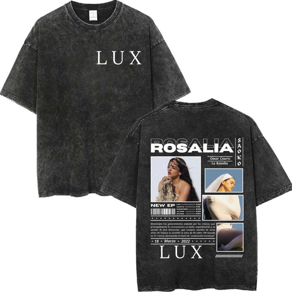 Rosalia LUX Tour Koszulki z Nadrukiem Męskie Damskie Moda Estetyka Vintage Spierana Koszulka Bawełna Wysokiej Jakości Oversize Koszulki
