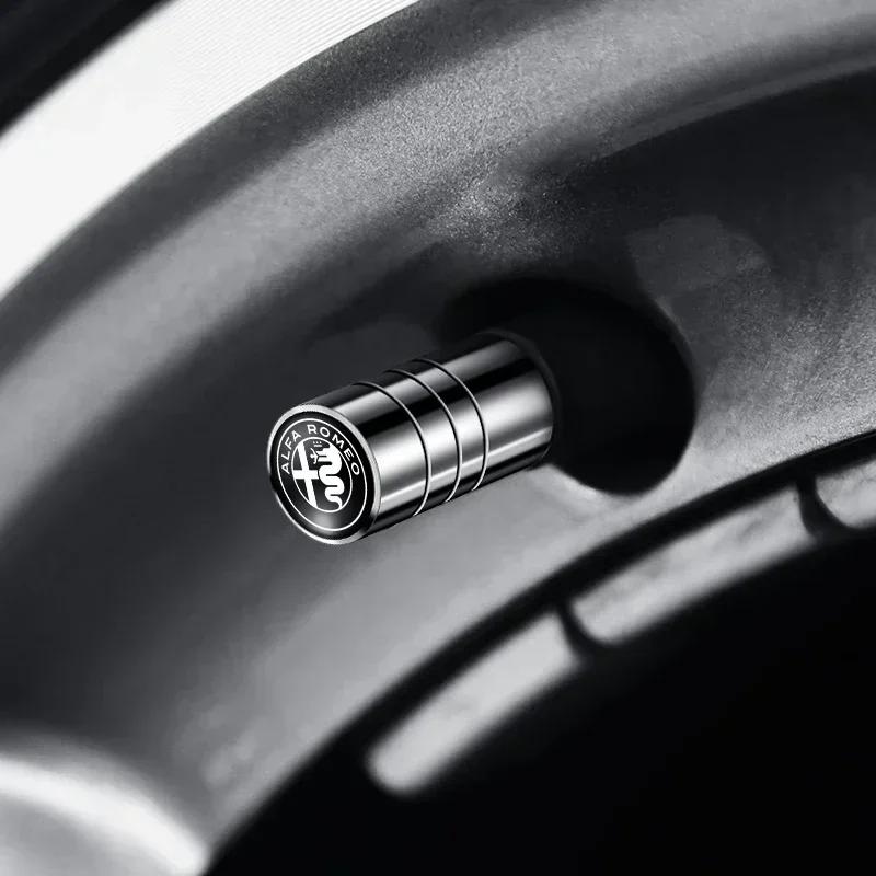 4Pcs Car Styling Wheel Tires Bolt-in Valve Caps Badge For Alfa Romeo 159 147 156 166 Giulietta Giulia Mito Stelvio Brera Spider