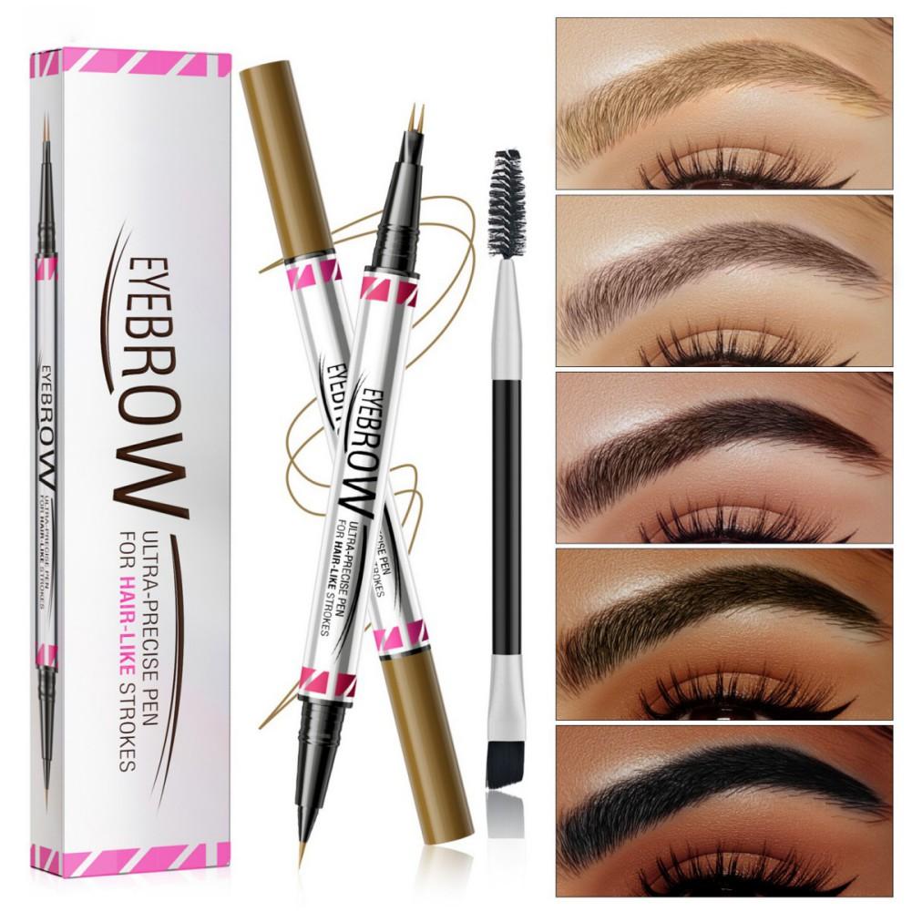Waterproof Dual-Ended Eyebrow Pen and Eyebrow Brush