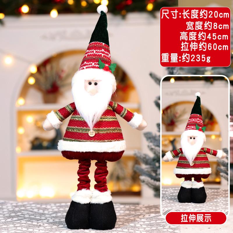 Neue Weihnachten einziehbare Puppenornament Weihnachten gestreifter alter Mann Schneemann Elch Ornament Weihnachtsgeschenk