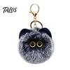 Soft Pompom Keychain Plush Cat Ball Keychain, Fluffy Kitten Bag Charm, Pendant with Lightweight Metal Lobster Clasp, Backpacks Keys Decorative