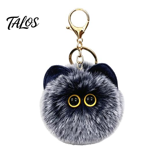 Soft Pompom Keychain Plush Cat Ball Keychain, Fluffy Kitten Bag Charm, Pendant with Lightweight Metal Lobster Clasp, Backpacks Keys Decorative