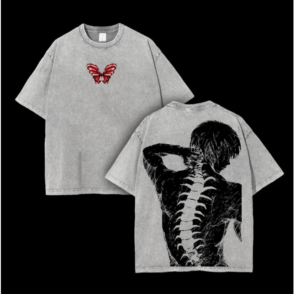 

Tokyo Ghoul Ken Kaneki Printed Tee Men Women Washed Cotton T-shirts Manga Vintage T Shirt Harajuku Male Short Sleeve Tshirt XXL сірий колір