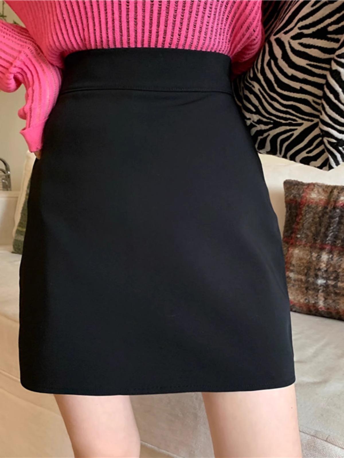 

Летняя черная юбка миди А-силуэта с высокой талией 2024 - Приталенная, повседневная бодикон для женщин M чёрный