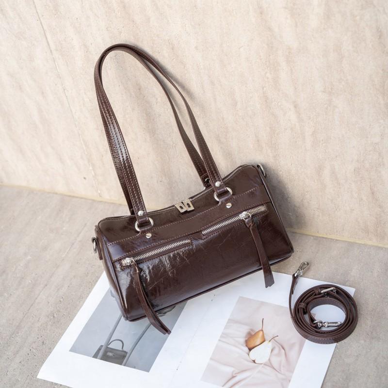 

Korean Niche Design Silver Spicy Girl Motorcycle Bag Versatile Pillow Large Capacity Multi Pocket Single Shoulder Armpit Women кавовий