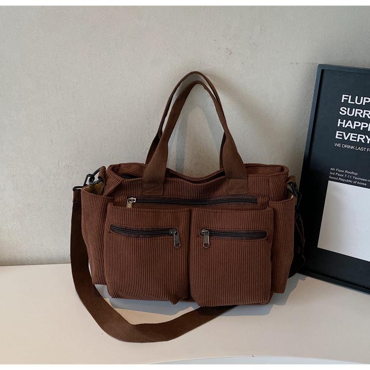 Large-capacity Artistic Single-shoulder Crossbody Bag Minimalist Style Multi-pocket Handbag