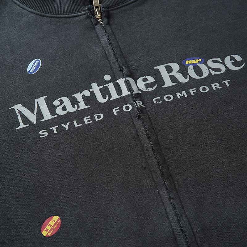 Martine Rose Washed Vintage Slogan Jacket - Trendy Loose Outerwear with Sticker Print and Zipper