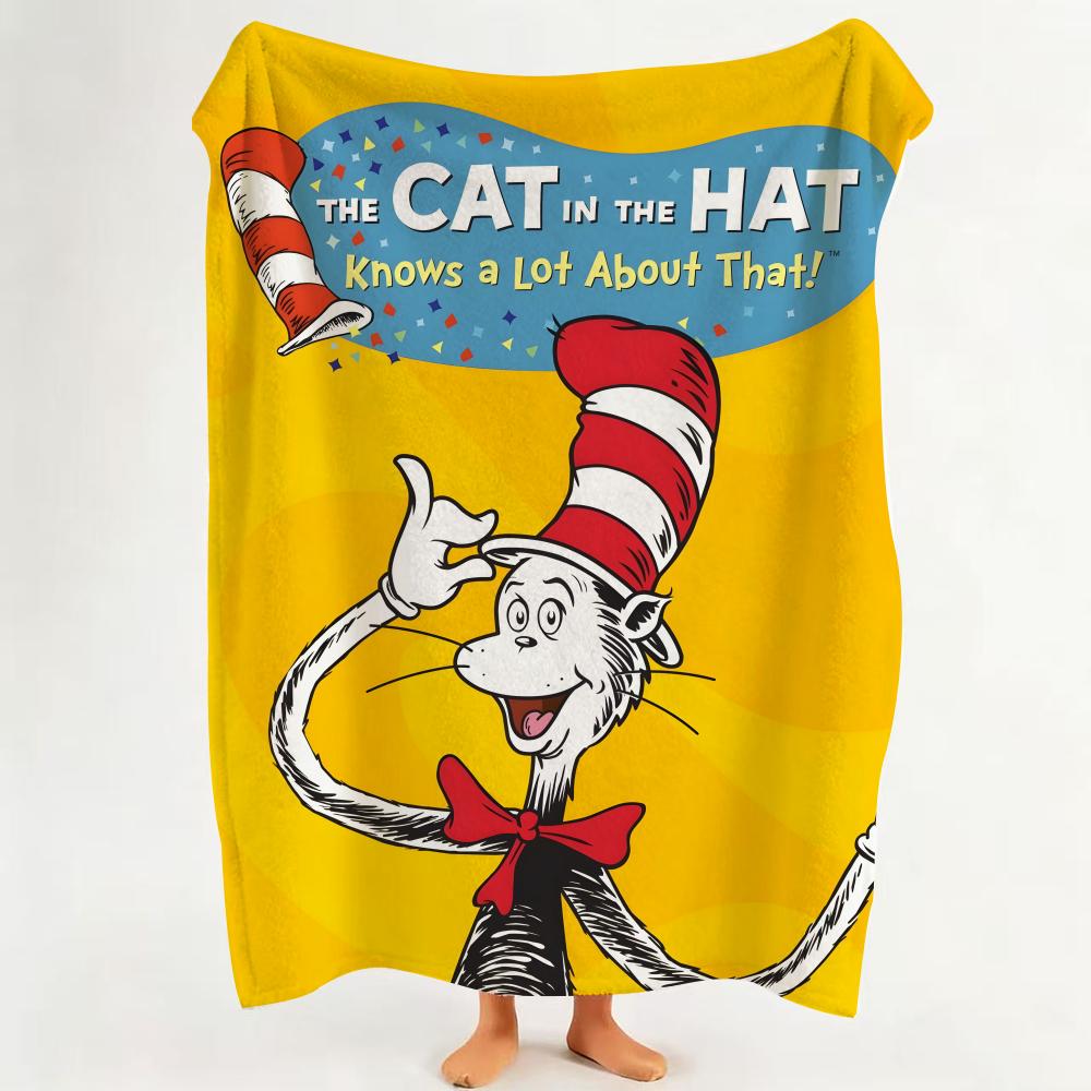 

PictureBook T The Cat In The H Hat Throw Flannel Throw Blanket Suitable for Sofa Living Room Bedroom 75cmx90cm