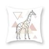 Polyester Nordic Style Cute Cartoon Throw Pillow Case Geomtric Animals Deer Giraffe Sofa Seat Cushion Cover For Living Room
