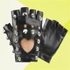Punk Spiked Fingerless Gloves, Gothic Leather Gloves with Studs for Halloween & Cosplay