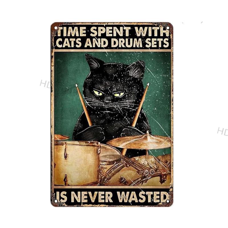 Black Cat Vintage Metal Sign Metal Retro Tin Plaque Poster For Bedroom Living Room Pet Shop Wall Decor Pin Up Funny Cat Plate