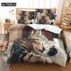 Comforter 3D Digital Printing Fashion Design Queen Size Lovely Cat Bedding Set